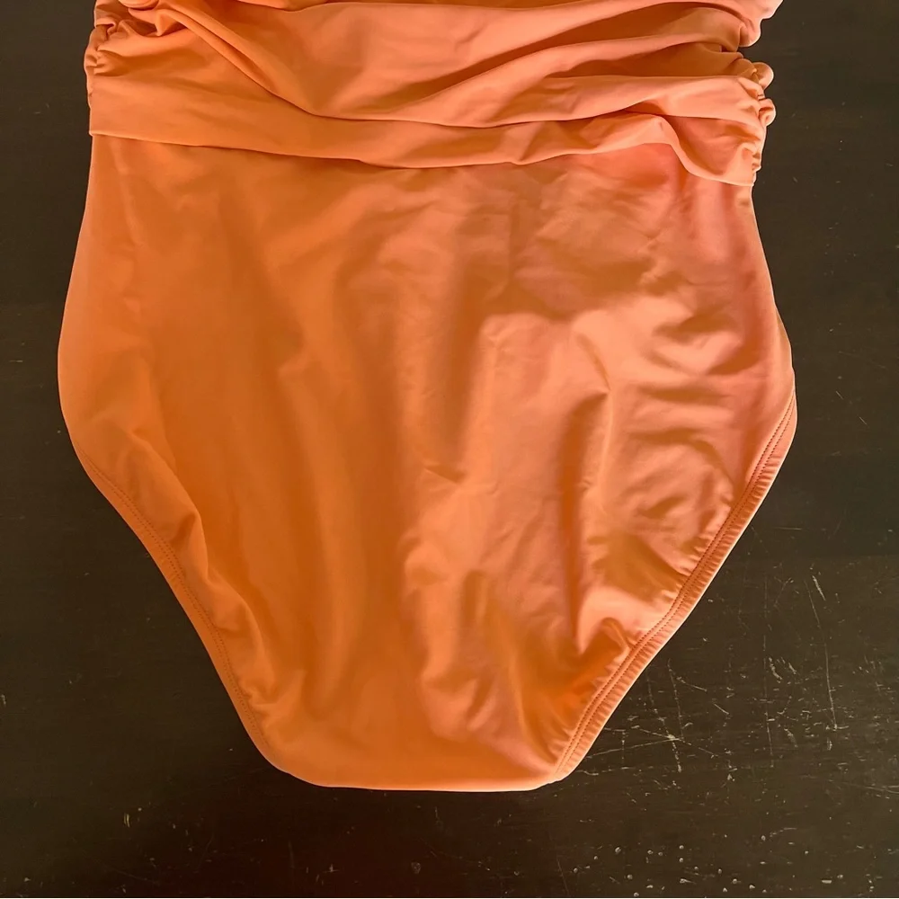 Bleu Rod Beattie orange one piece swimsuit halter braided tie padded bust